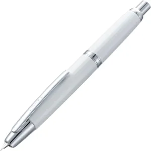 Jinhao 10 Capless Fountain Pen with Box, Pearl White Retractable Fine Nib with Converter Set (Silver Clip)