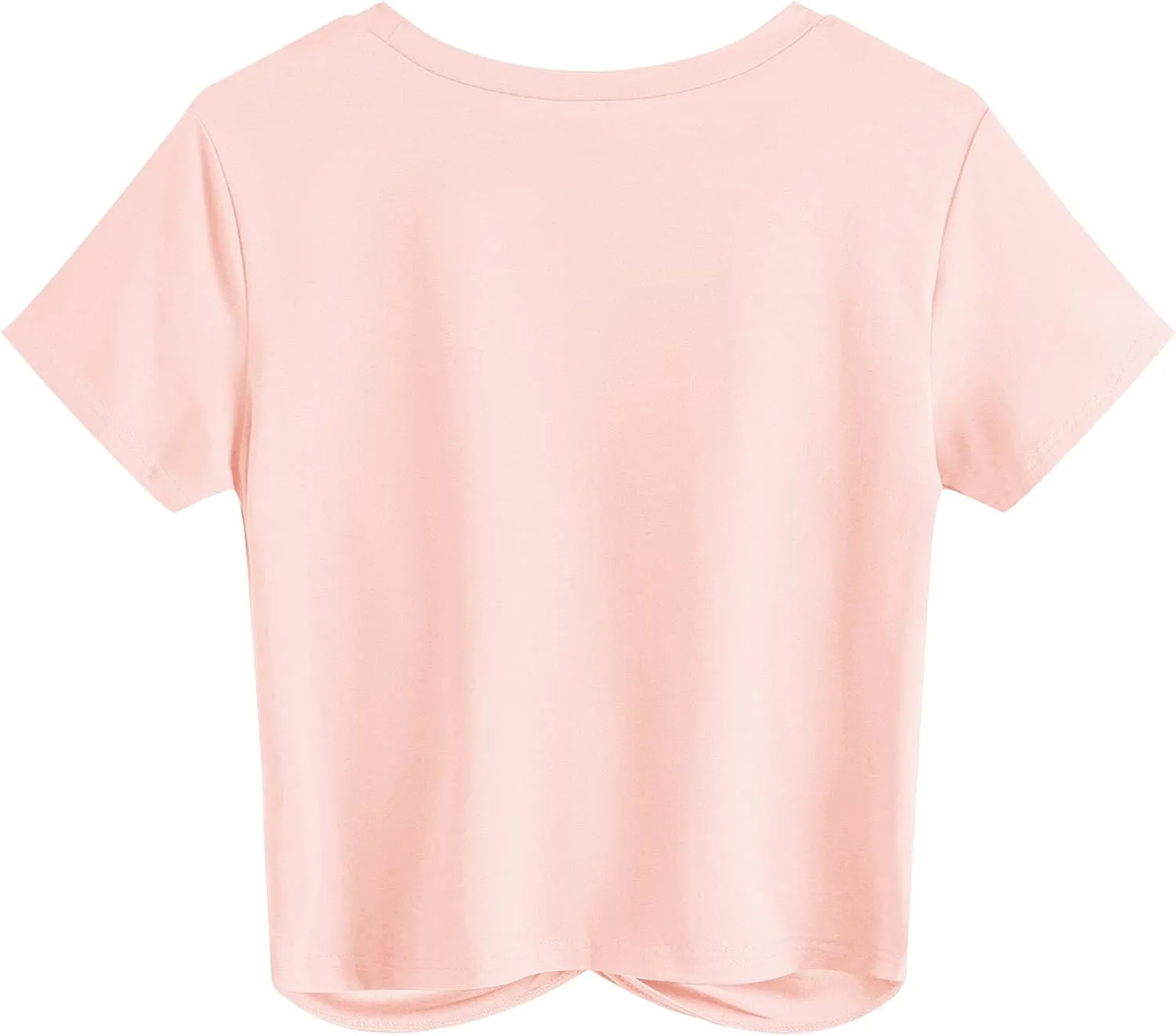 JINKESI Women's Summer Causal Short Sleeve Blouse Round Neck Crop Tops Twist Front Tee T-Shirt