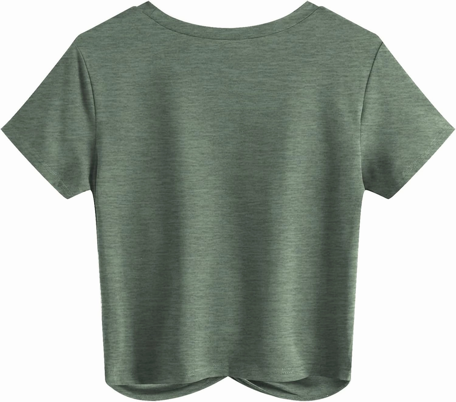 JINKESI Women's Summer Causal Short Sleeve Blouse Round Neck Crop Tops Twist Front Tee T-Shirt