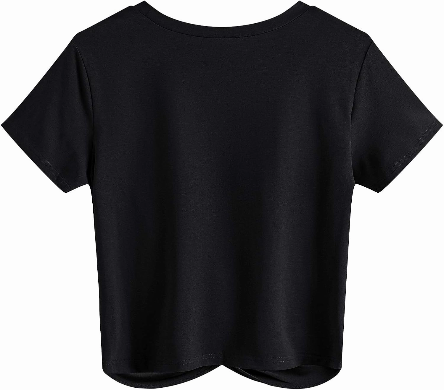 JINKESI Women's Summer Causal Short Sleeve Blouse Round Neck Crop Tops Twist Front Tee T-Shirt