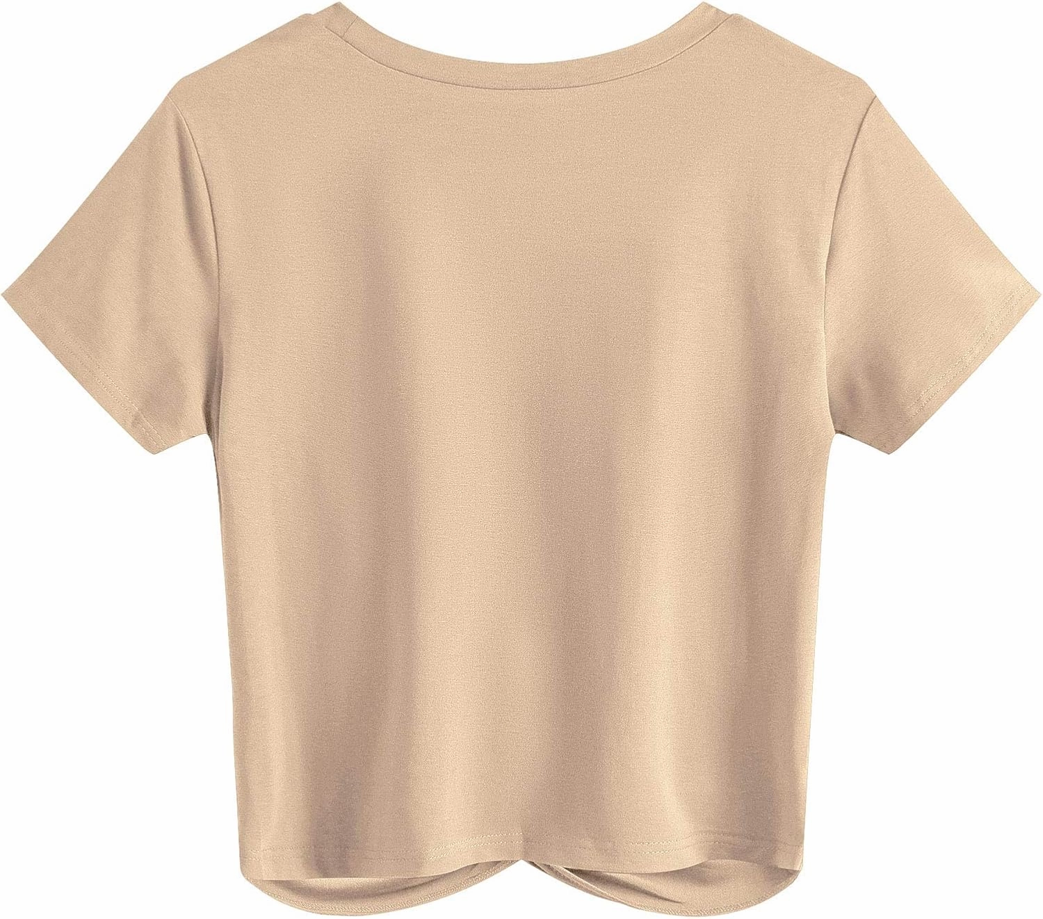 JINKESI Women's Summer Causal Short Sleeve Blouse Round Neck Crop Tops Twist Front Tee T-Shirt