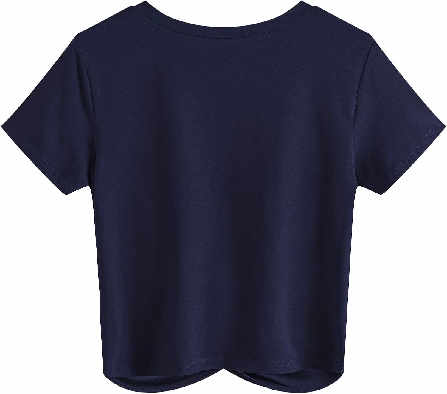 JINKESI Women's Summer Causal Short Sleeve Blouse Round Neck Crop Tops Twist Front Tee T-Shirt