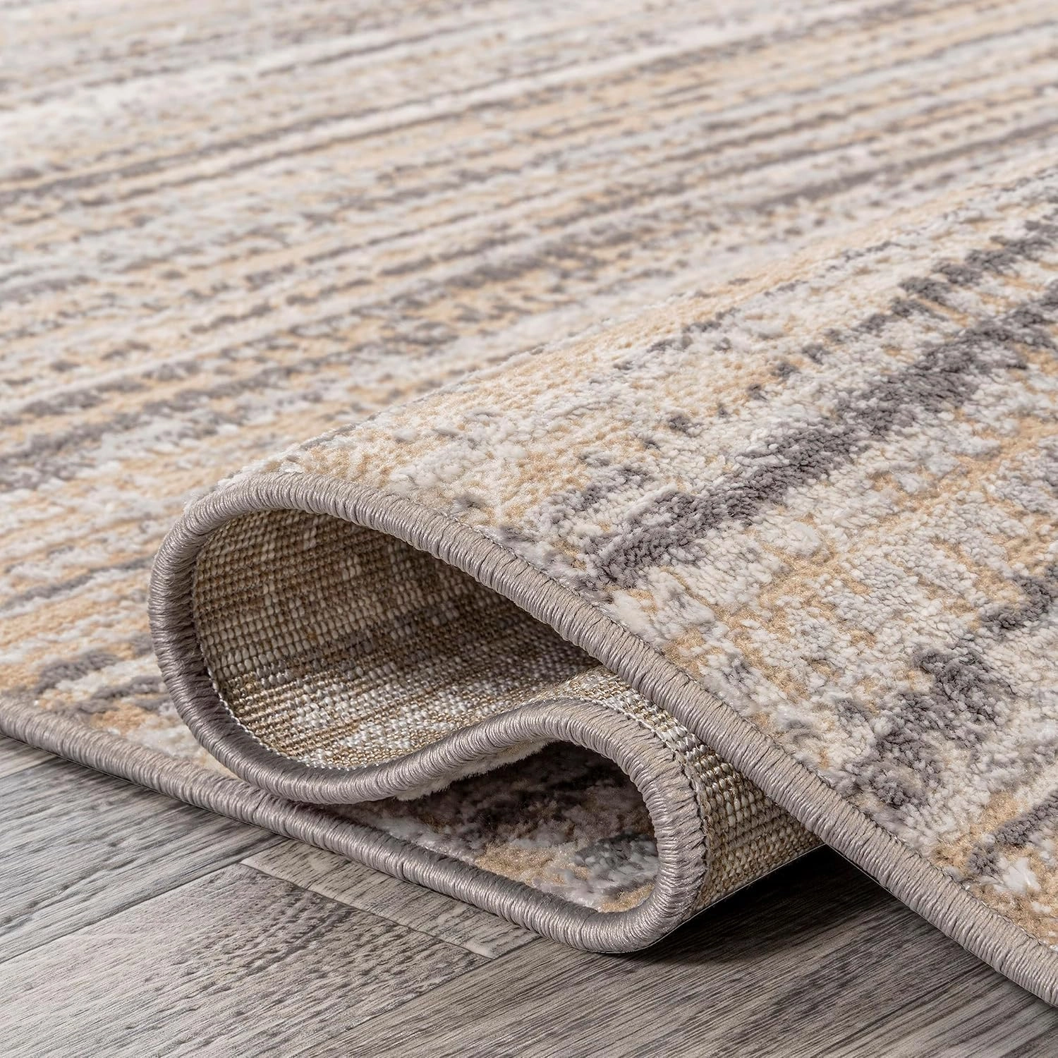 JONATHAN Y SOR200D-28 Loom Modern Strie' Indoor Runner Rug, Solid & Striped, Transitional, Traditional, Casual for Bedroom,Kitchen,Living Room,Non Shedding,Easy-Washing, Beige, 2 X 8