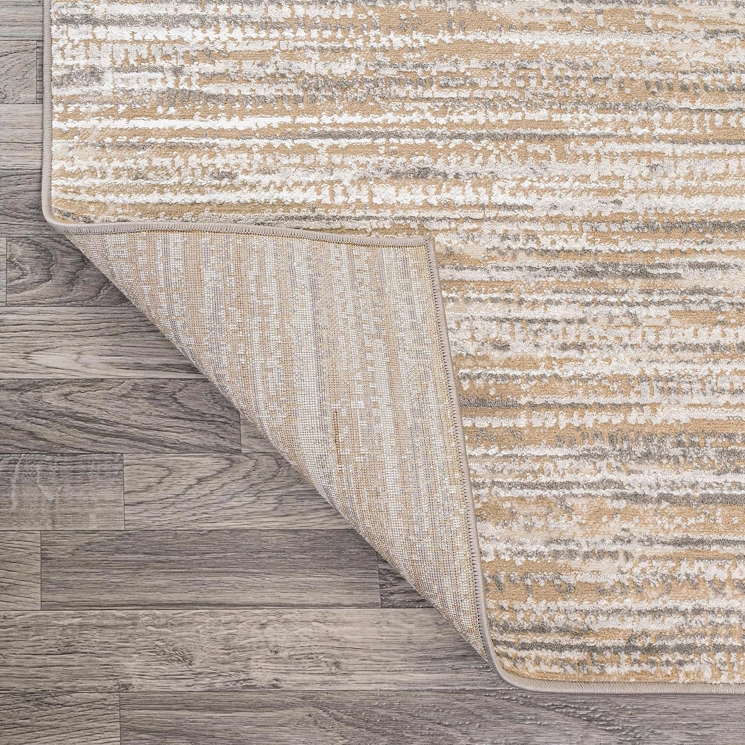 JONATHAN Y SOR200D-28 Loom Modern Strie' Indoor Runner Rug, Solid & Striped, Transitional, Traditional, Casual for Bedroom,Kitchen,Living Room,Non Shedding,Easy-Washing, Beige, 2 X 8