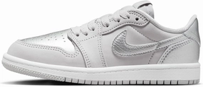 Jordan 1 Retro Low Silver Little Kids' Shoes (FQ5436-002, Neutral Grey/White/Metallic Silver) Size 11.5