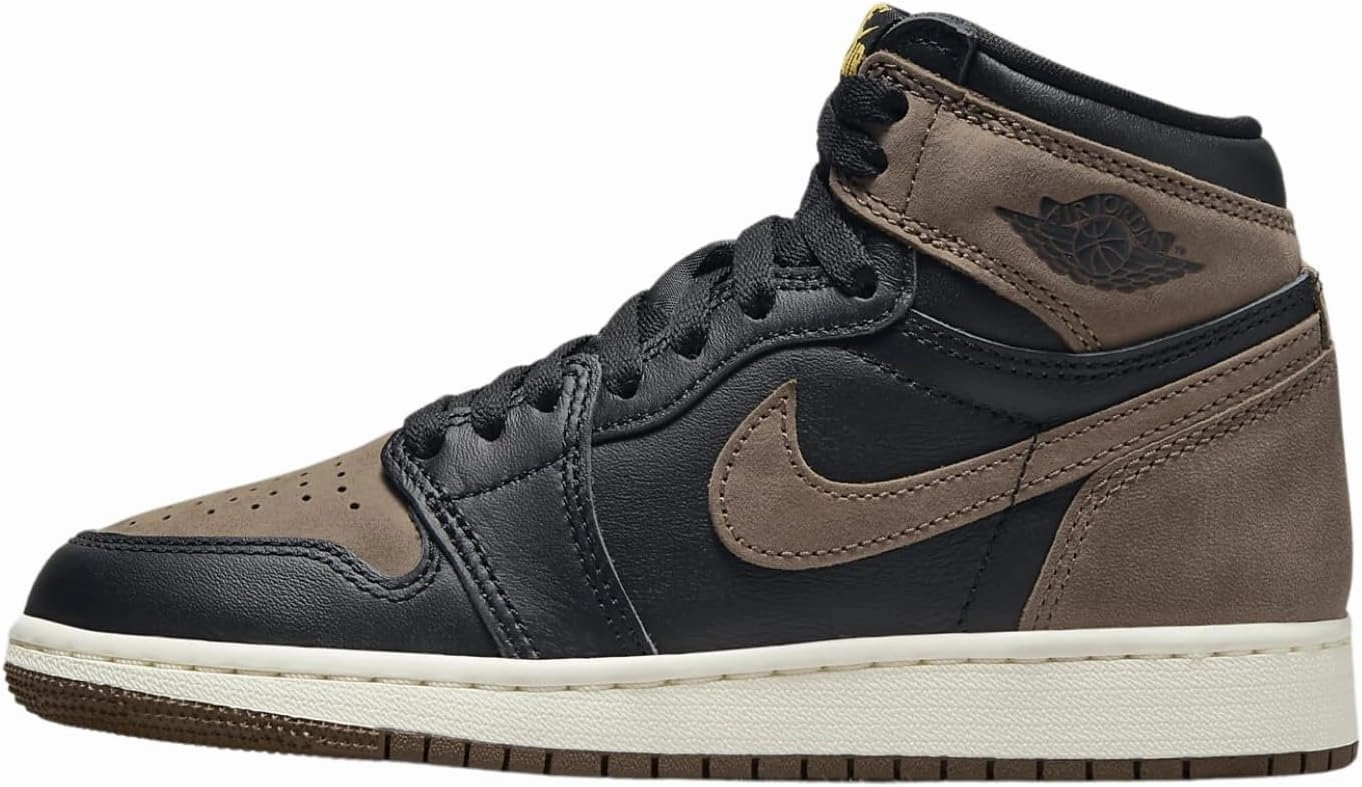 Jordan Boy's Air 1 Retro HI OG (Big Kid) Black/Metallic Gold/Palomino/Sail 5 Big Kid M