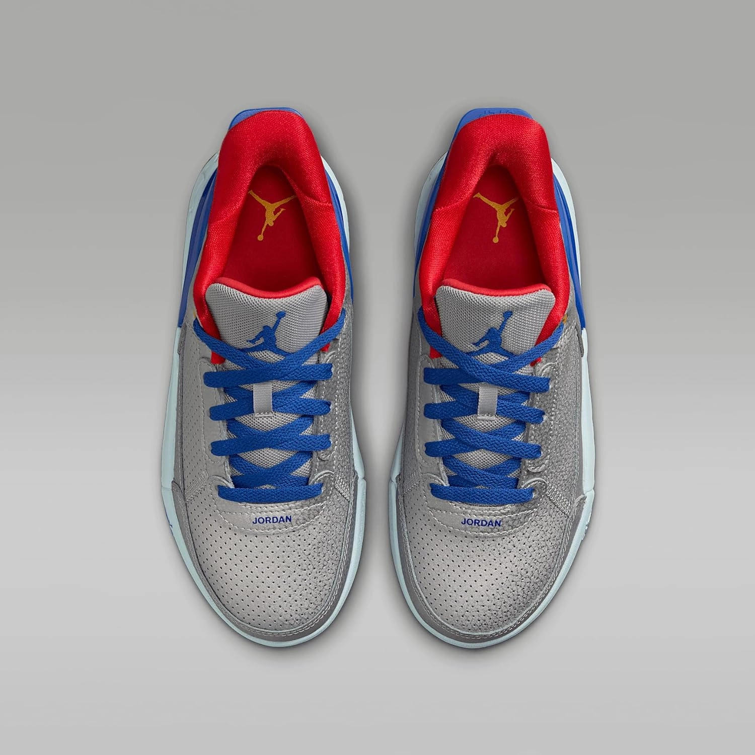 Jordan DAY1 EO Big Kids' Shoes (FQ1306-003, Metallic Silver/Light Crimson/Glacier Blue/Game Royal)