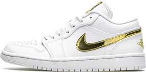 Jordan Womens WMNS Air Jordan 1 Low SE CZ4776 100 White Metallic Gold - Size 5.5W