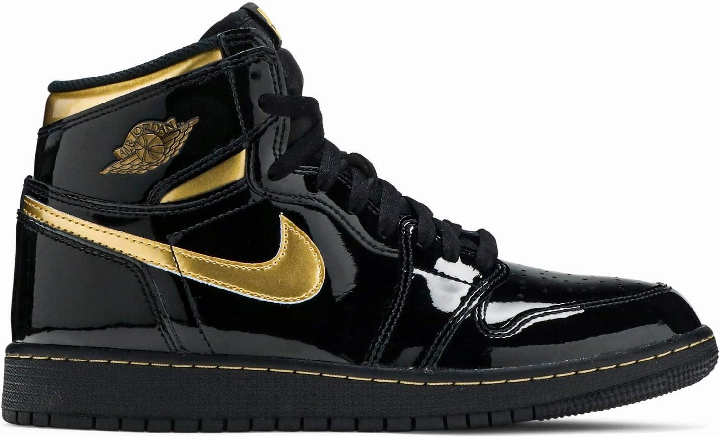 Jordan Youth Air 1 Retro High Og Gs Black Metallic Gold 575441 032 - Size