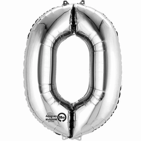 Jumbo Number 0 Balloon - Silver