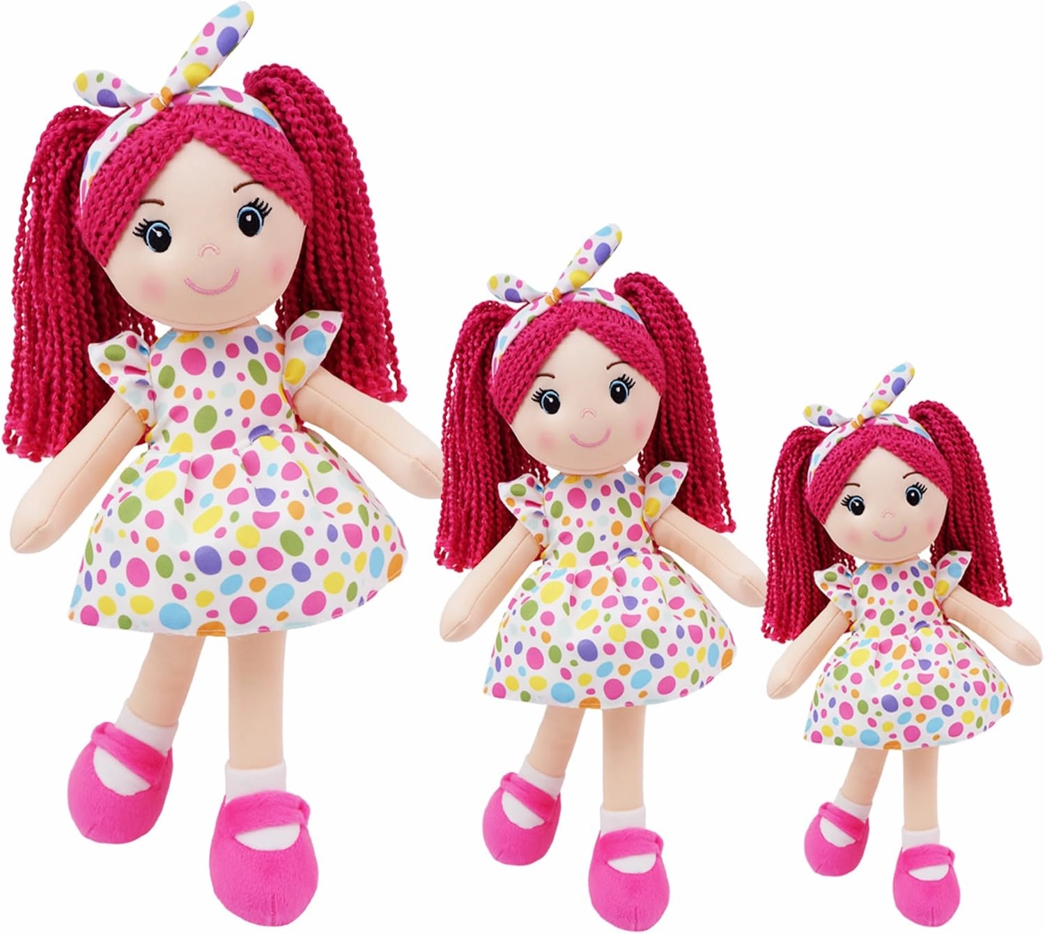 June Garden 18" Snuggle Cuties Sophie - Soft Cuddly Plush Doll Gift for Girls - Huggable Rag Doll - Pink L