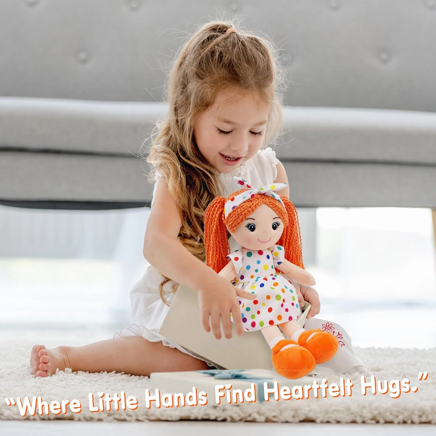 June Garden 18" Snuggle Cuties Sophie - Soft Cuddly Plush Doll Gift for Girls - Huggable Rag Doll - Pink L