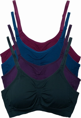 Kalon 4 Pack Women’s Nylon Spandex Removable Pads Comfort Cami Bras Wireless
