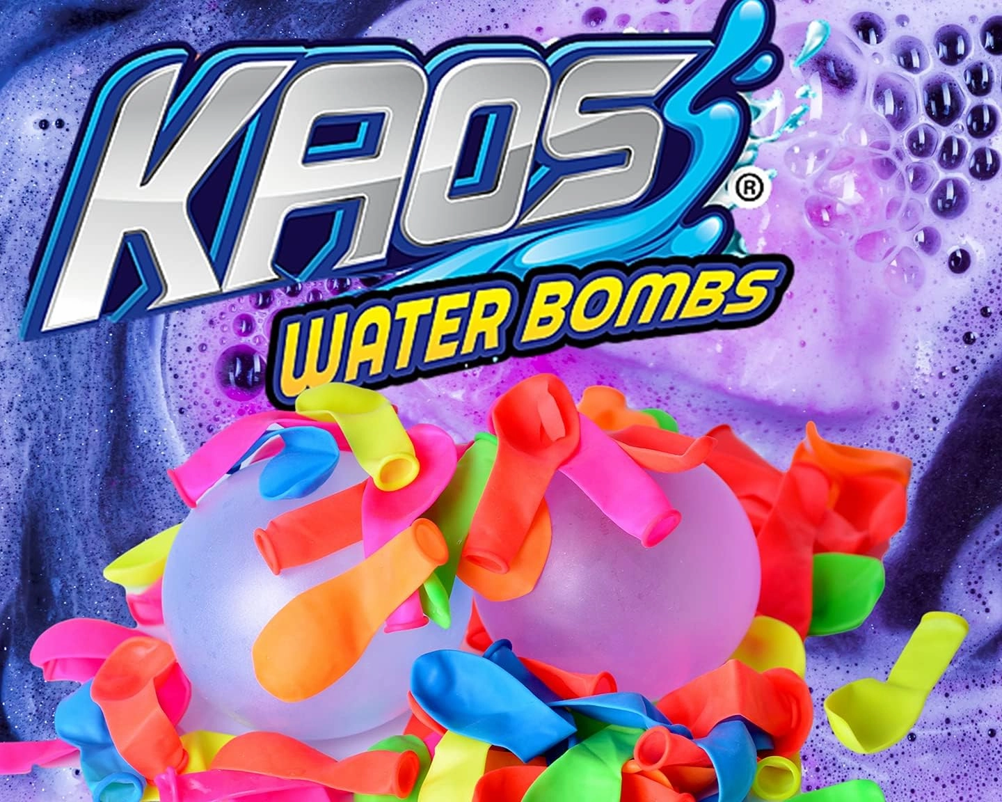 KAOS 100 Water Balloons per Pack with Hose Nozzle (6 Pack) Colorful Bulk Water Balloons for Kids | Outdoor Pool & Beach Toys | Water Fight Supplies & Summer Party Favors. 114-6s