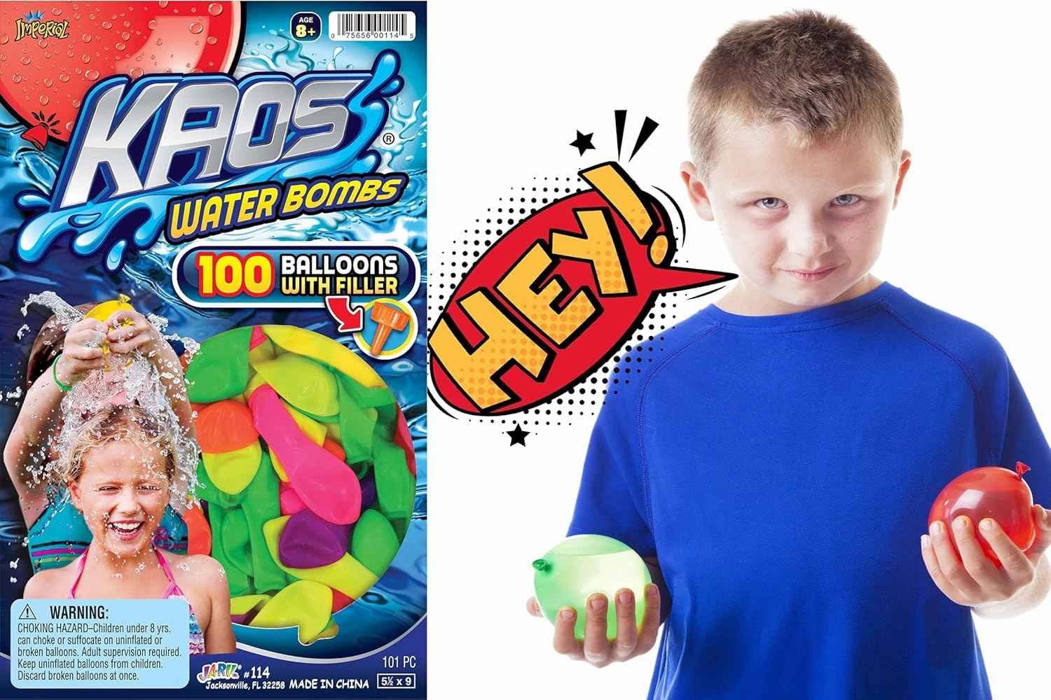 KAOS 100 Water Balloons per Pack with Hose Nozzle (6 Pack) Colorful Bulk Water Balloons for Kids | Outdoor Pool & Beach Toys | Water Fight Supplies & Summer Party Favors. 114-6s
