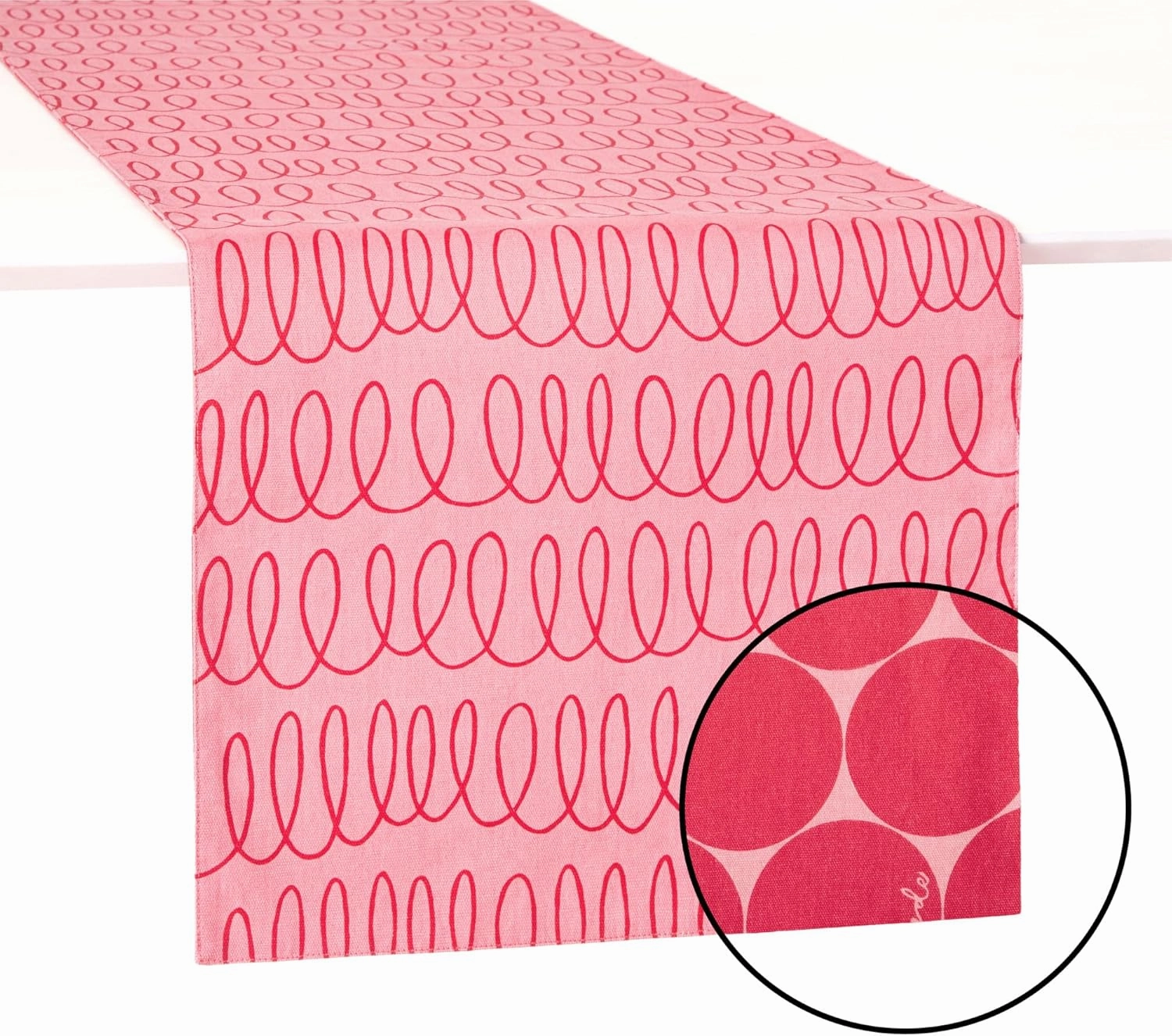 kate spade new york in The Loop & Joy Dot Reversible Table Runner, 100% Cotton, Machine Washable, Rose Pink/Red, 15"x72"