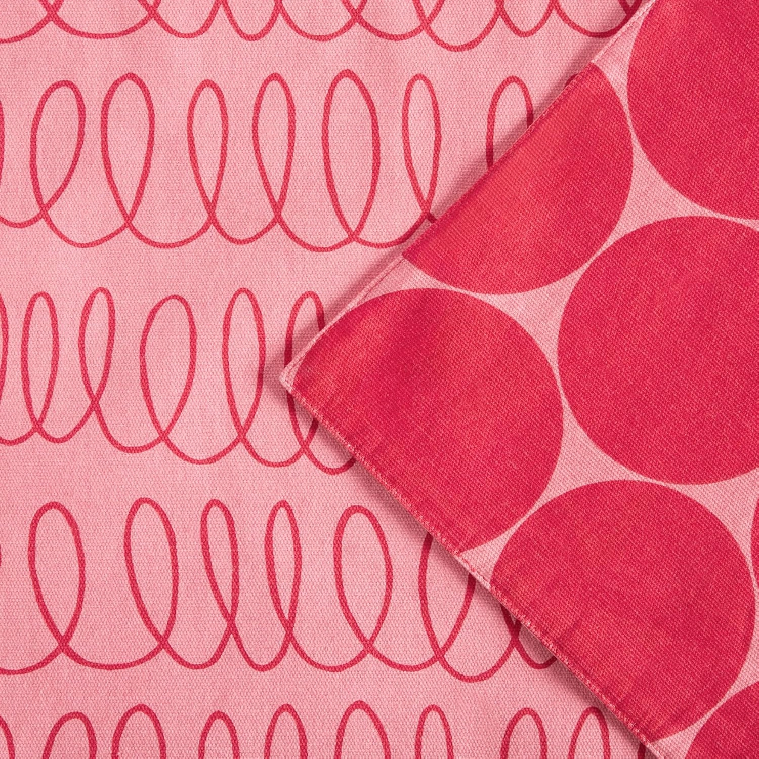 kate spade new york in The Loop & Joy Dot Reversible Table Runner, 100% Cotton, Machine Washable, Rose Pink/Red, 15"x72"