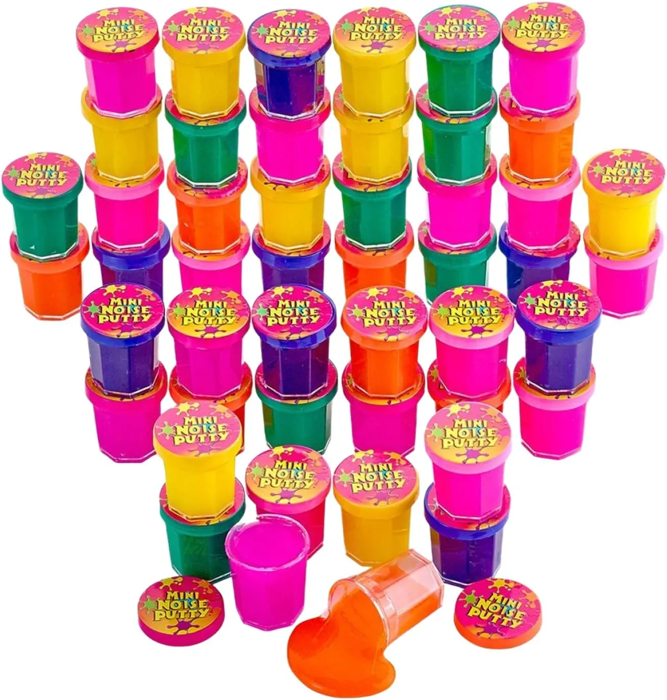 Kicko Slime Bulk Set of 48 Multicolored - Mini Noise Putty Toys Collection - Fun Kids Tactile Sensory Play, Stimulation Toy - Slime Set Gifts for Students - for Boys and Girls Ages 3 