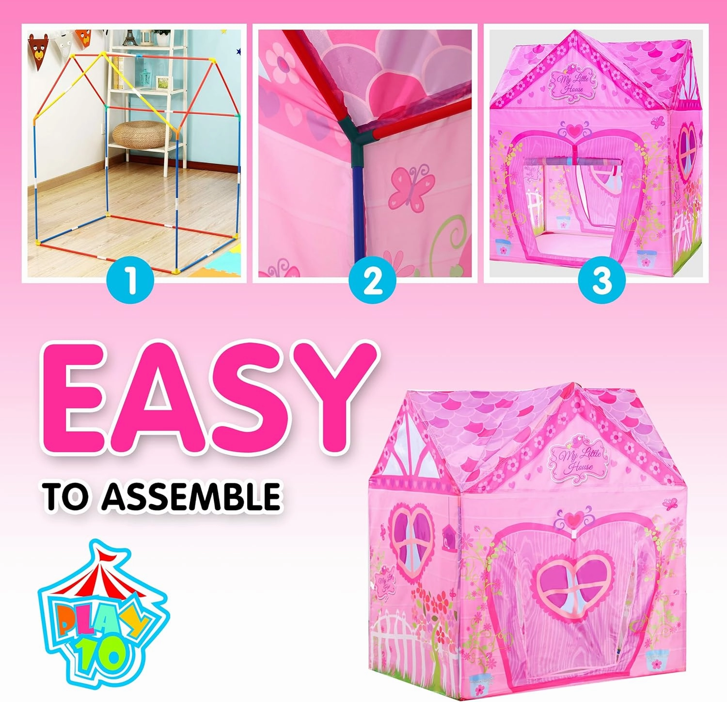 Kids Princess Castle Pink Tent, Indoor/Outdoor Playhouse, 37 * 28 * 40 Inch, Big Enough for 2-3 Little Children