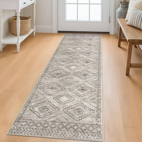 KILOCOCO Boho Kitchen Runner Rug 2x6 Washable Runner Rug Soft Runners for Hallways Non Slip Printed Distressed Laundry Room Rugs, Low-Pile Runners for Entryway Bedroom Living Room, Beige