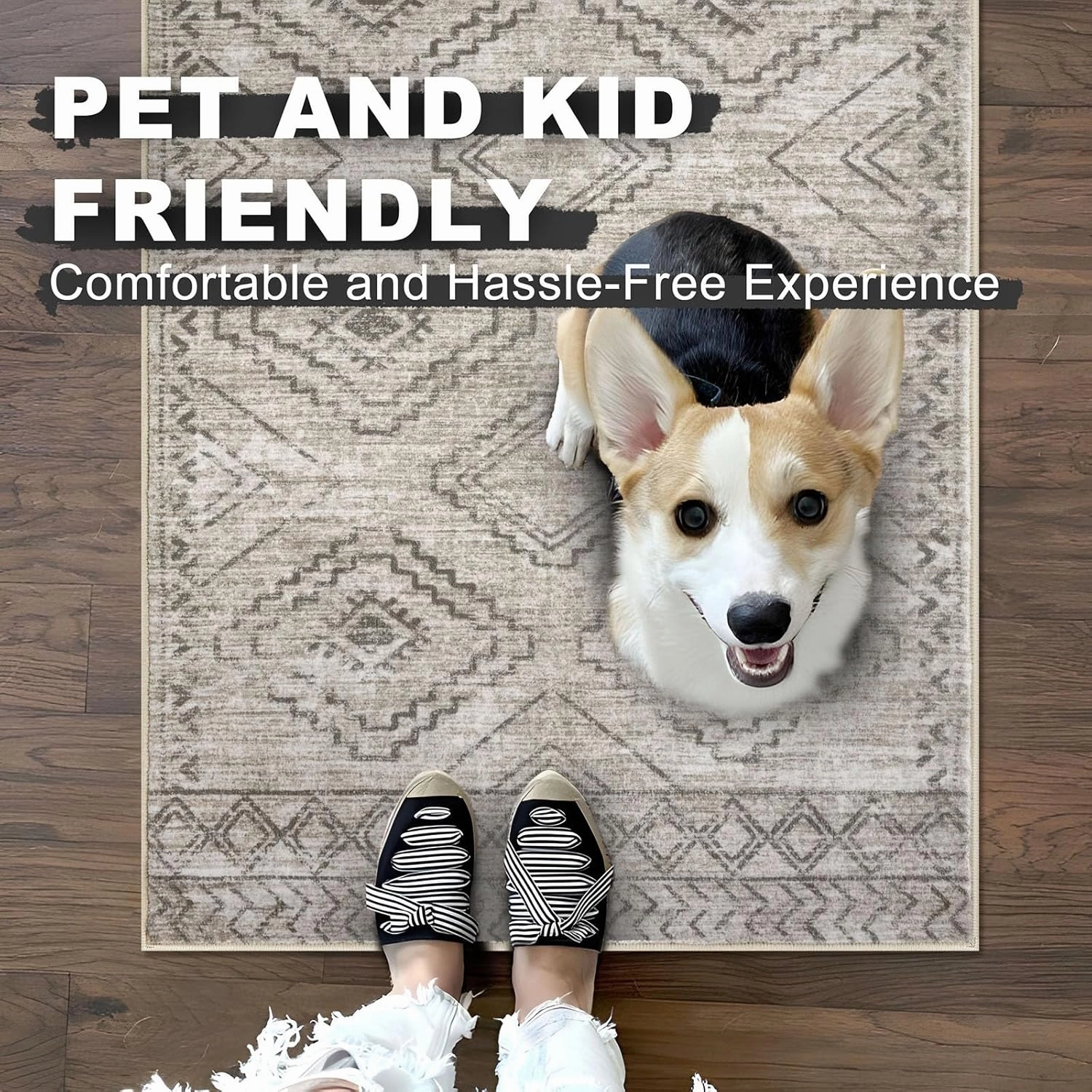 KILOCOCO Boho Kitchen Runner Rug 2x6 Washable Runner Rug Soft Runners for Hallways Non Slip Printed Distressed Laundry Room Rugs, Low-Pile Runners for Entryway Bedroom Living Room, Beige