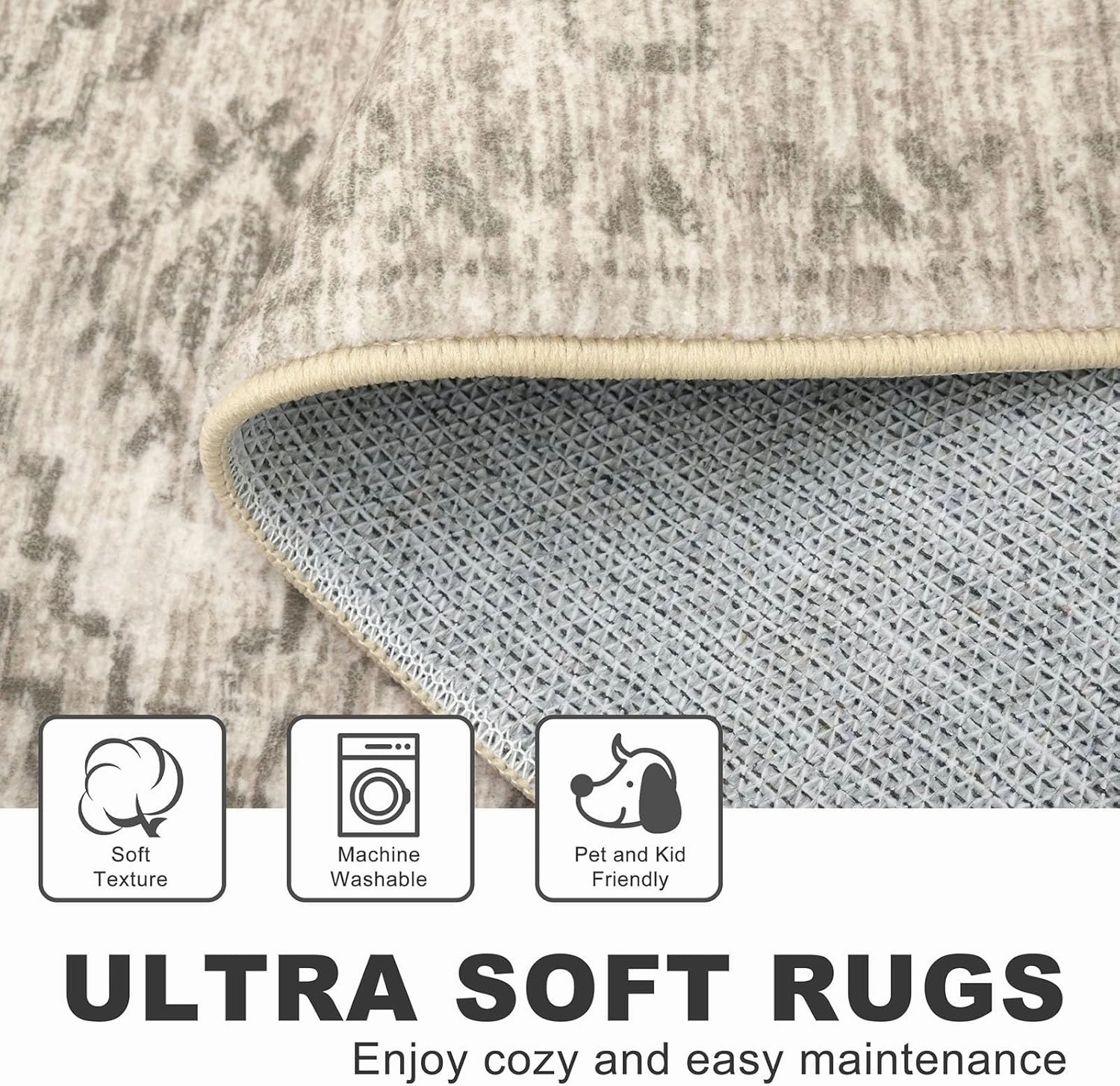 KILOCOCO Boho Kitchen Runner Rug 2x6 Washable Runner Rug Soft Runners for Hallways Non Slip Printed Distressed Laundry Room Rugs, Low-Pile Runners for Entryway Bedroom Living Room, Beige
