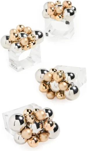 Kim Seybert Bauble Napkin Ring Set, Gold/Silver, One Size