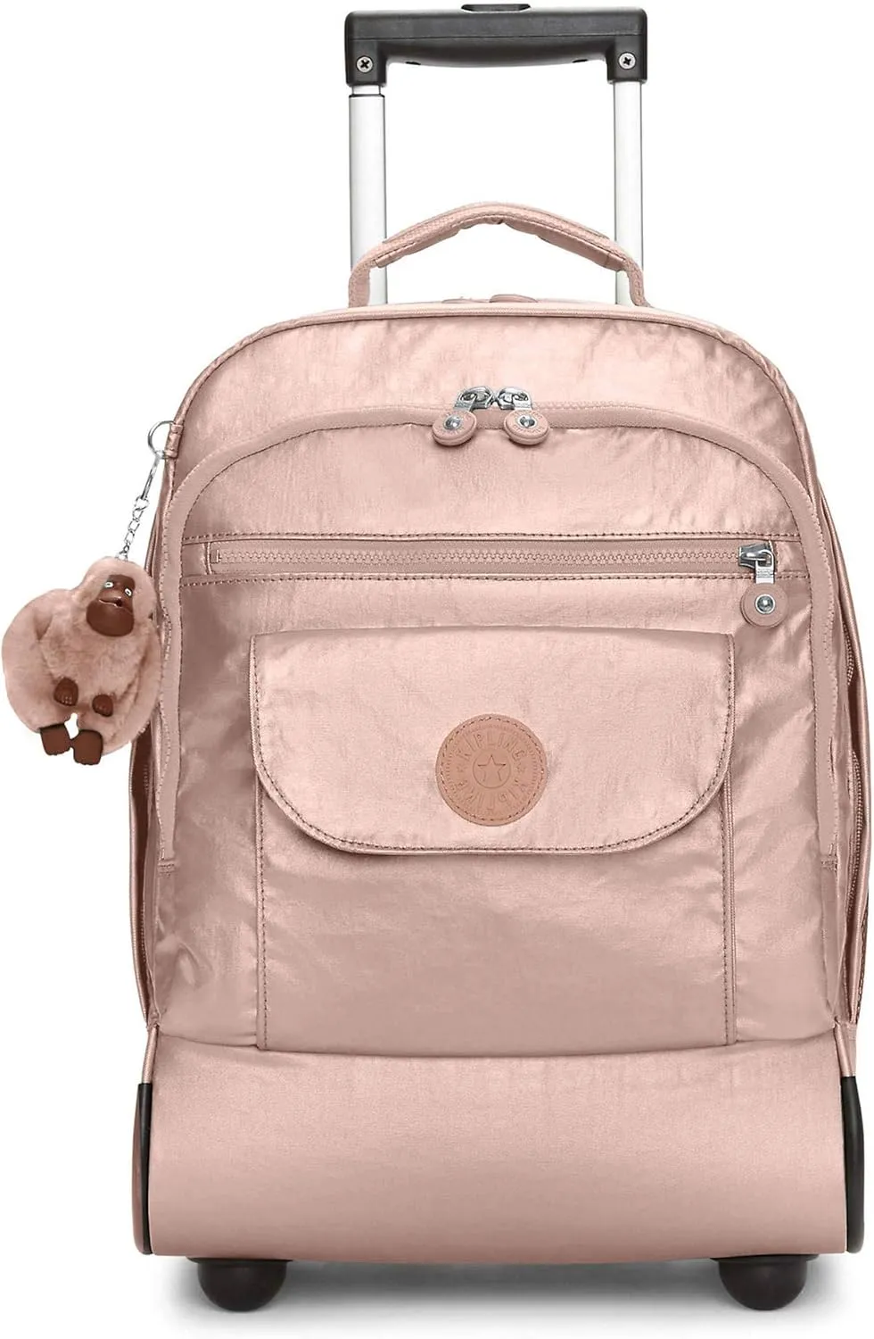 Kipling Sanaa Large Metallic Rolling Backpack Rose Gold Metallic