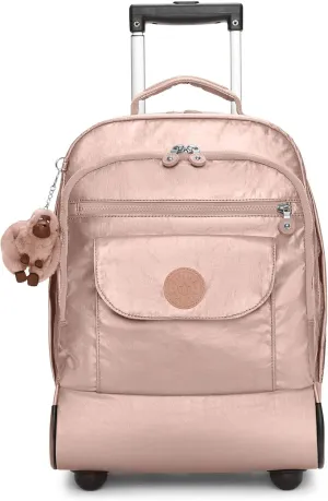 Kipling Sanaa Large Metallic Rolling Backpack Rose Gold Metallic