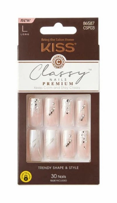 KISS Classy Premium Press-On Nails – 30-Count Ready-to-Wear CSP Series with Elegant, Trendy Designs (Styles 02, 03, 09, 10, 11, 50, 52)