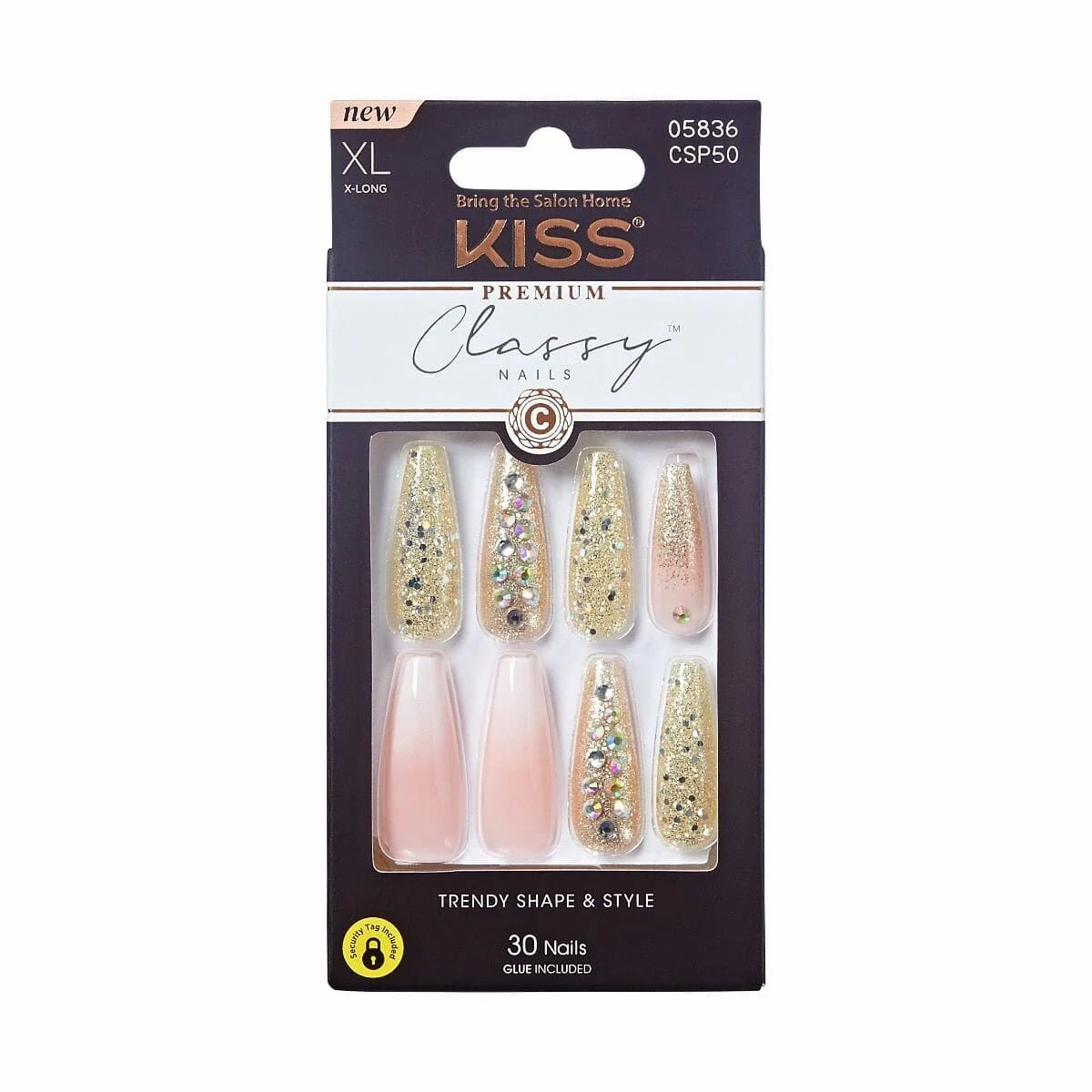 KISS Classy Premium Press-On Nails – 30-Count Ready-to-Wear CSP Series with Elegant, Trendy Designs (Styles 02, 03, 09, 10, 11, 50, 52)