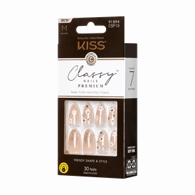 KISS Classy Premium Press-On Nails – 30-Count Ready-to-Wear CSP Series with Elegant, Trendy Designs (Styles 02, 03, 09, 10, 11, 50, 52)