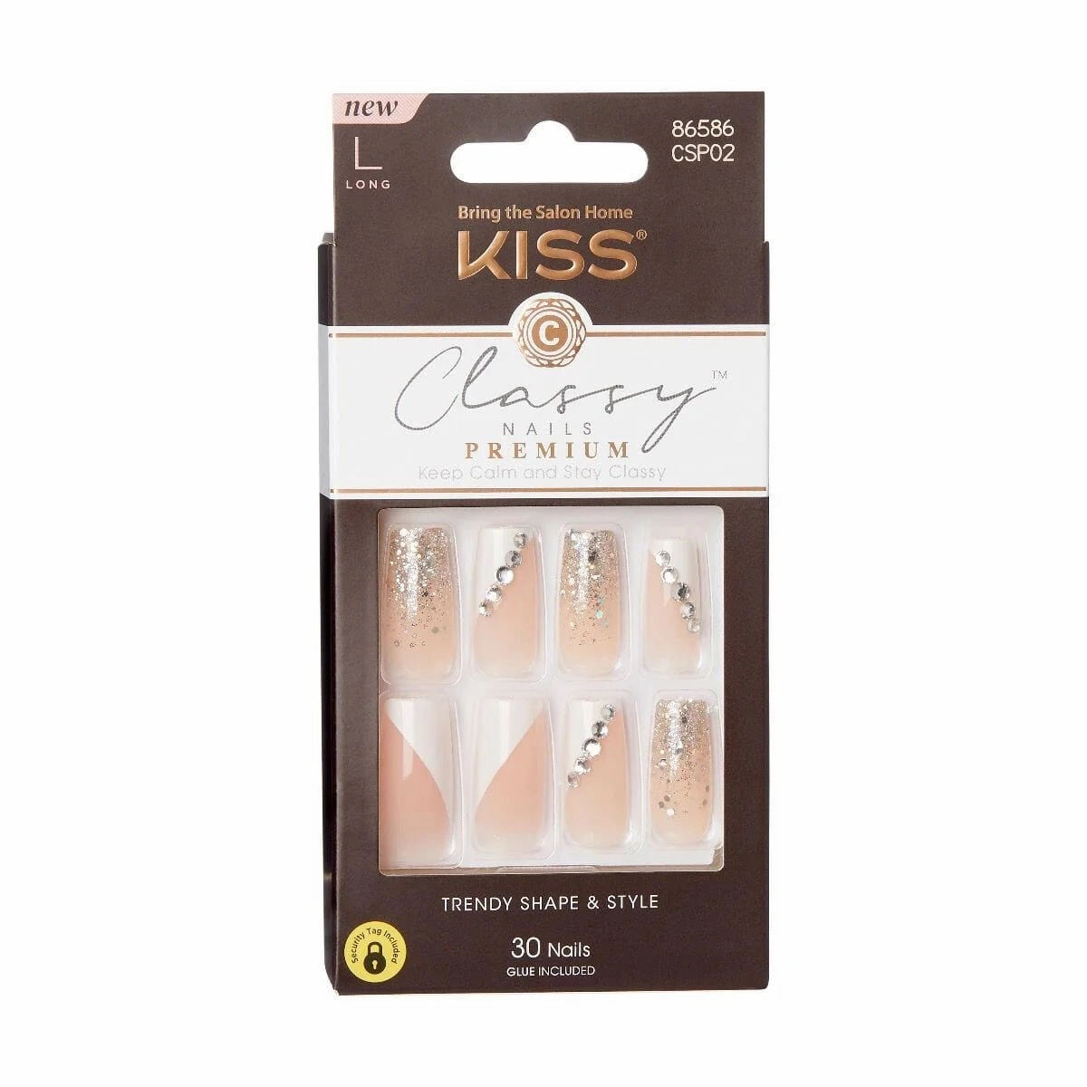 KISS Classy Premium Press-On Nails – 30-Count Ready-to-Wear CSP Series with Elegant, Trendy Designs (Styles 02, 03, 09, 10, 11, 50, 52)