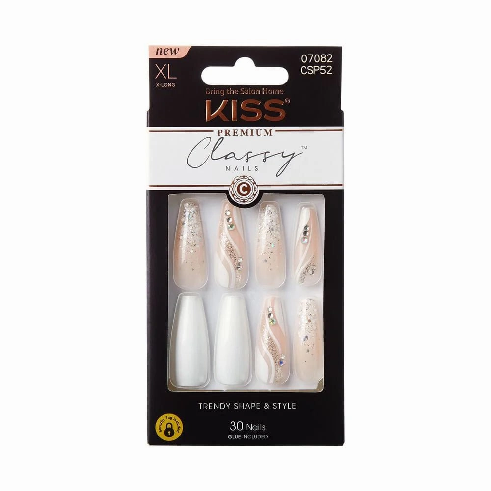 KISS Classy Premium Press-On Nails – 30-Count Ready-to-Wear CSP Series with Elegant, Trendy Designs (Styles 02, 03, 09, 10, 11, 50, 52)