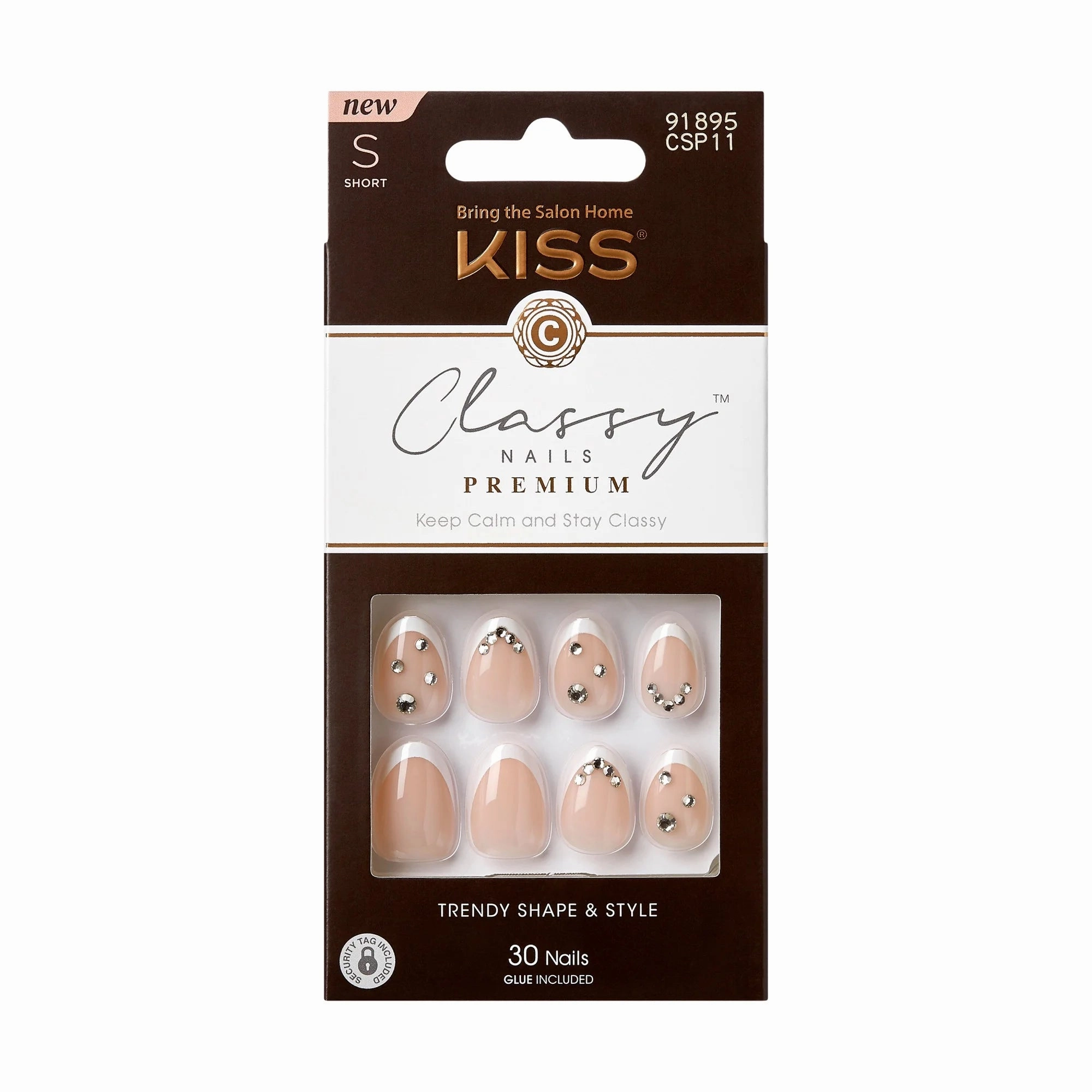 KISS Classy Premium Press-On Nails – 30-Count Ready-to-Wear CSP Series with Elegant, Trendy Designs (Styles 02, 03, 09, 10, 11, 50, 52)