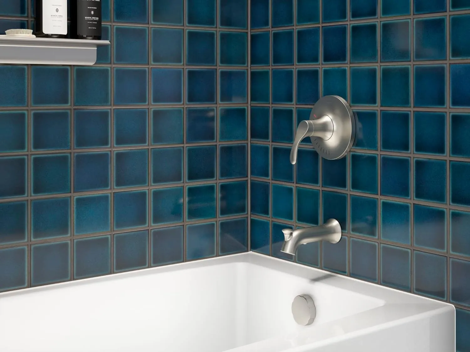 KOHLER TS27391-4G-BN Simplice Rite-Temp Bath and Shower Trim Set with Single-Function Showerhead 1.75 GPM, Diverter Bath Spout, Wall-Mount Shower Head and Bath Faucet, Vibrant Brushed Nickel