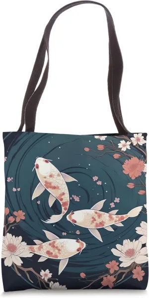 Koi Fish and Cherry Blossom Japanese Prosperous Art Tote Bag