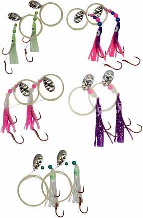 Kokanee Salmon Shrimp & Hoochies Fishing Lures - Multicolor Packs Including Micro Hoochies & Shrimp - Durable Plastic Construction with Sharp Octopus Hooks - Ideal for Kokanee & Trout