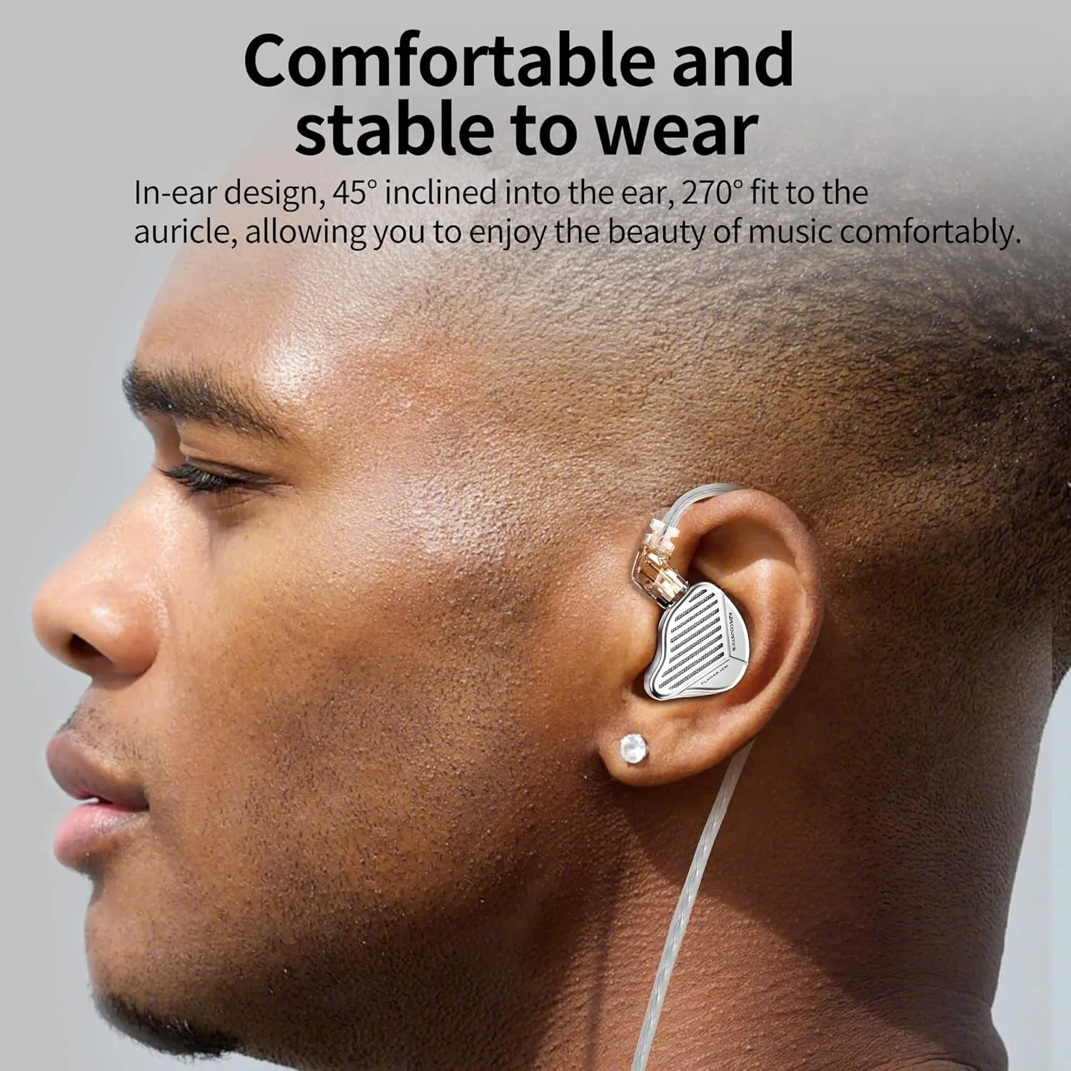 KZ PR1 in-Ear Headphones Earbuds, Large Planar Drivers HiFi Wired Earphones/Headsets for Music, KZ IEM Ear Buds for Audiphile (Grey, Without Mic)