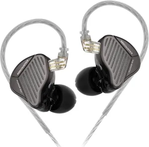 KZ PR1 in-Ear Headphones Earbuds, Large Planar Drivers HiFi Wired Earphones/Headsets for Music, KZ IEM Ear Buds for Audiphile (Grey, Without Mic)