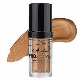 L.A. Girl Pro Coverage HD Long Wear Illuminating Liquid Foundation, 28ml,  GLM646 Beige