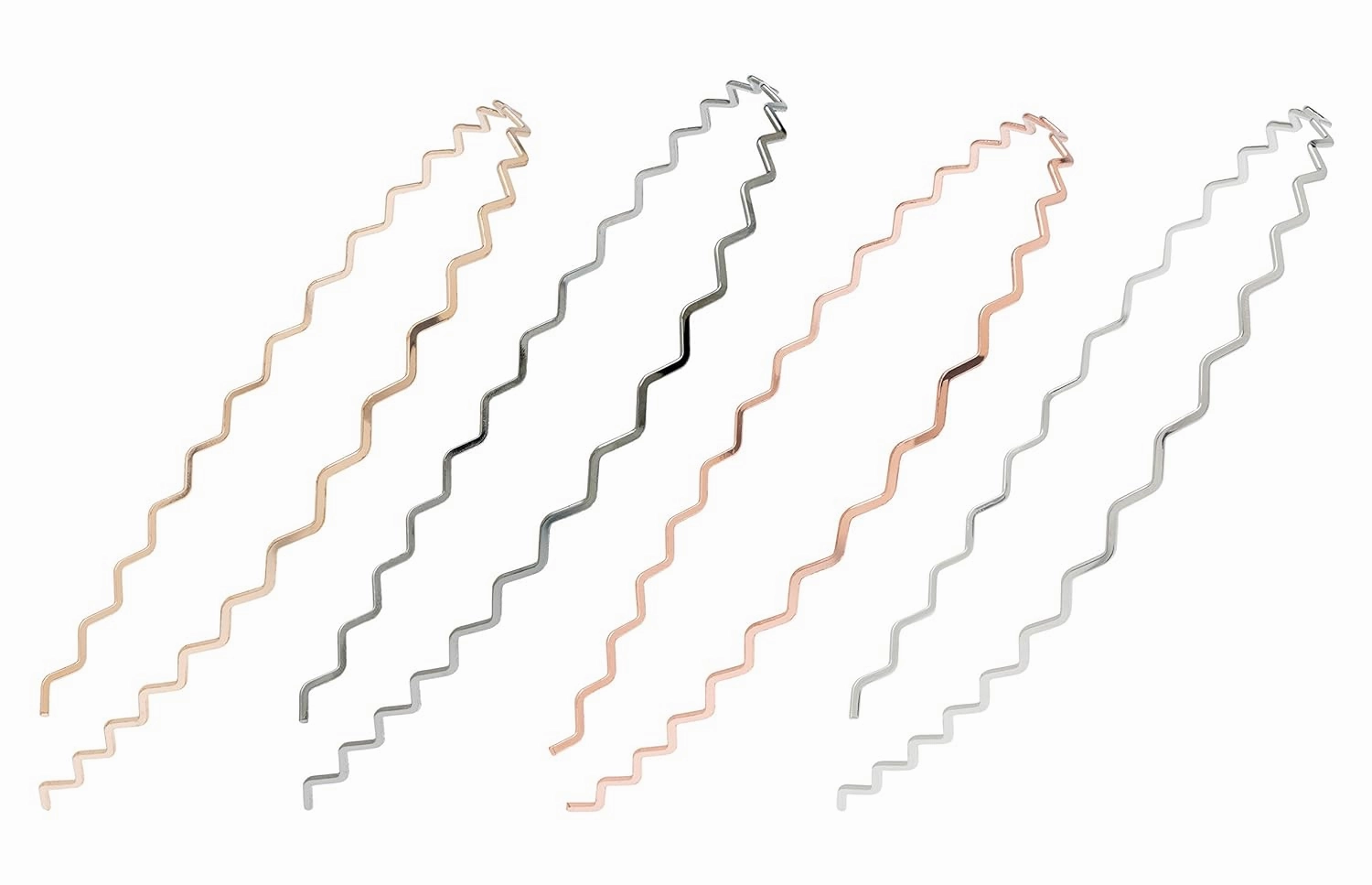 L. Erickson Metal Wave Headband 4-Pack - Gold/Silver/Rose Gold/Gunmetal