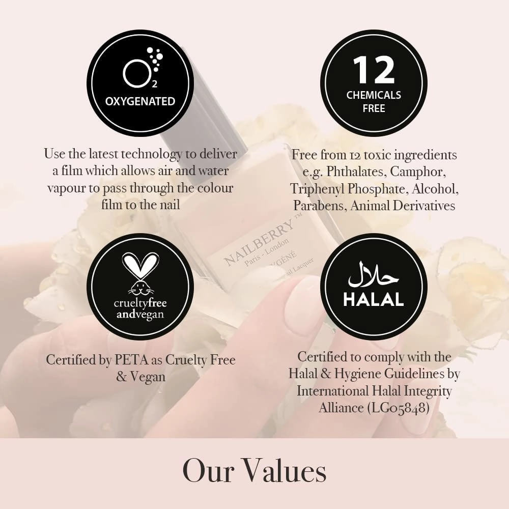 L'Oxygéné Oxygenated Nail Lacquer | Boho Chic | Deep Plum Rose Opaque Nail Polish | UV Protected Long-Wear Nail Polish | 12-Free | Vegan | Certified Halal | Cruelty & Gluten Free | 15 ml