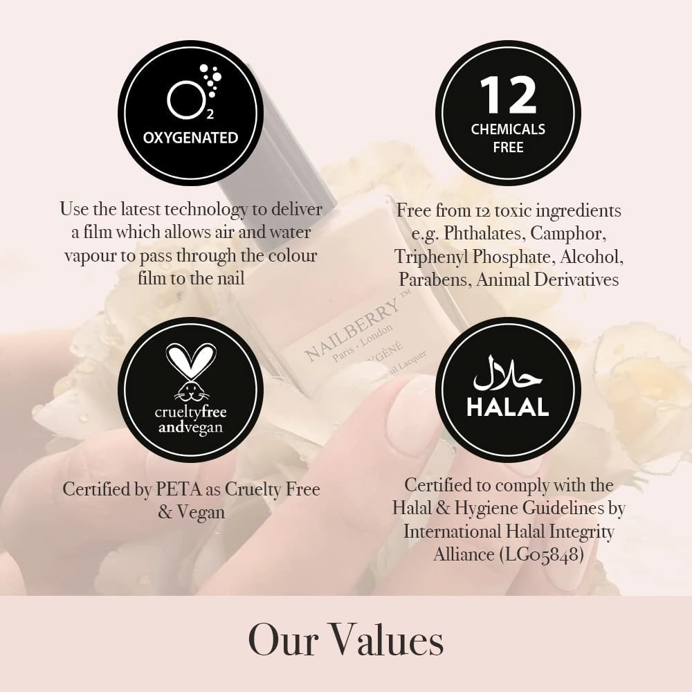 L'Oxygéné Oxygenated Nail Lacquer | Ring A Posie | Metallic Rose Gold Opaque Polish | UV Protected Long-Wear Nail Polish | 12-Free | Vegan | Certified Halal | Cruelty & Gluten Free | 15 ml