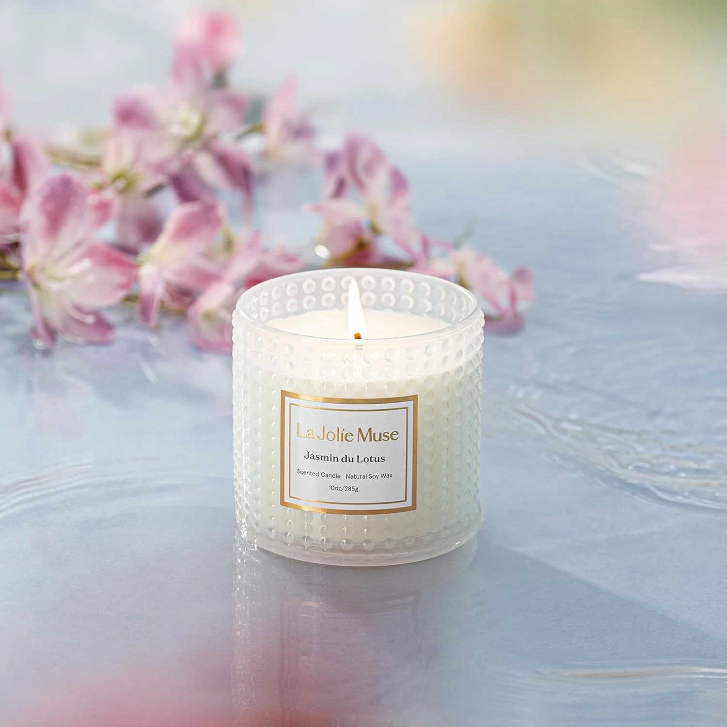 LA JOLIE MUSE Jasmine Candles Gifts for Women, Luxury Candle for Home Scented, Natural Soy Wax Candles, 75 Hours, 10 OZ
