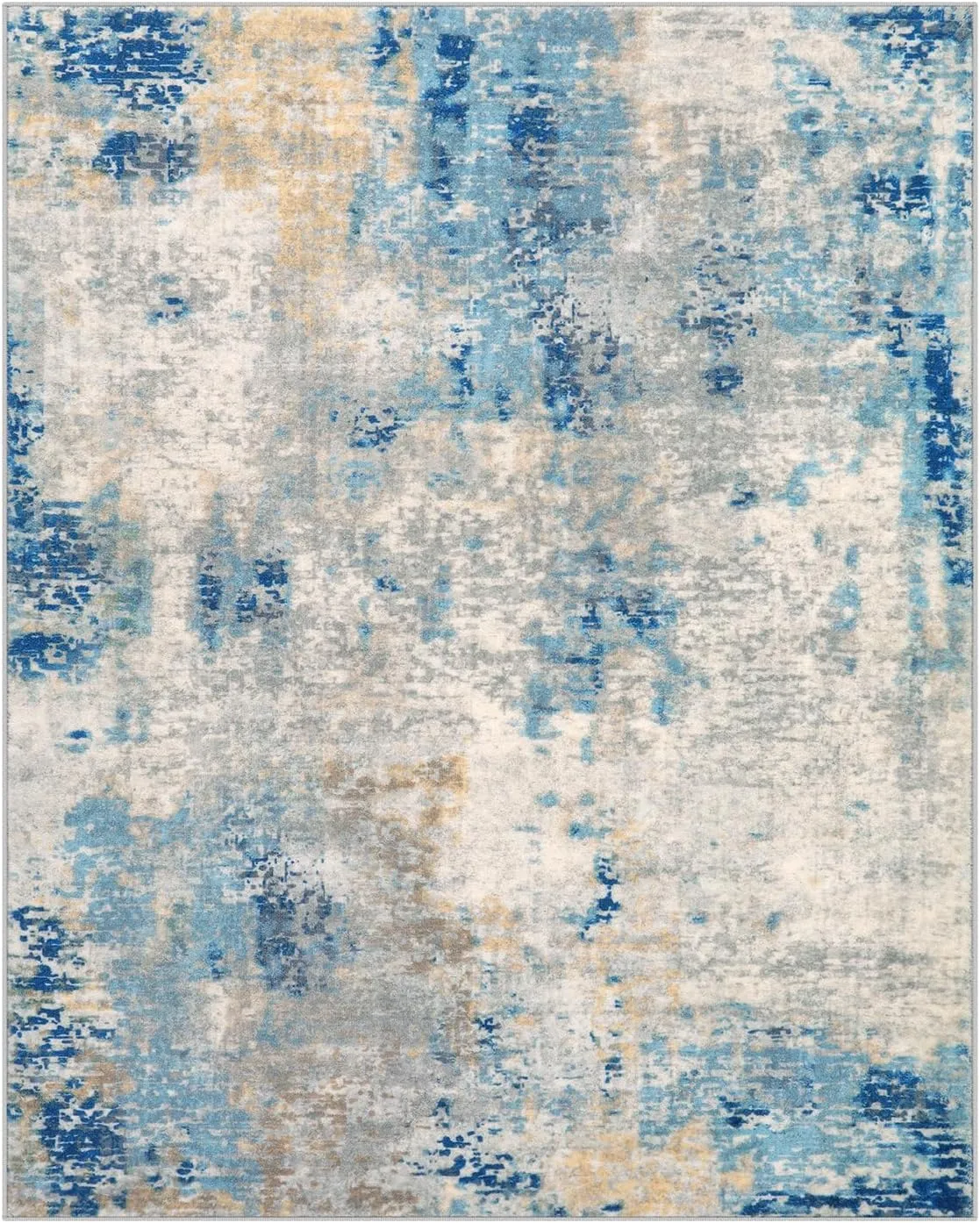 Lahome Modern Abstract Living Room Rug, Washable 8x10 Area Rugs for Bedroom Stain Resistant Non Slip, Large Blue Soft Indoor Carpet for Dining Room Table Apartment, Blue/Grey
