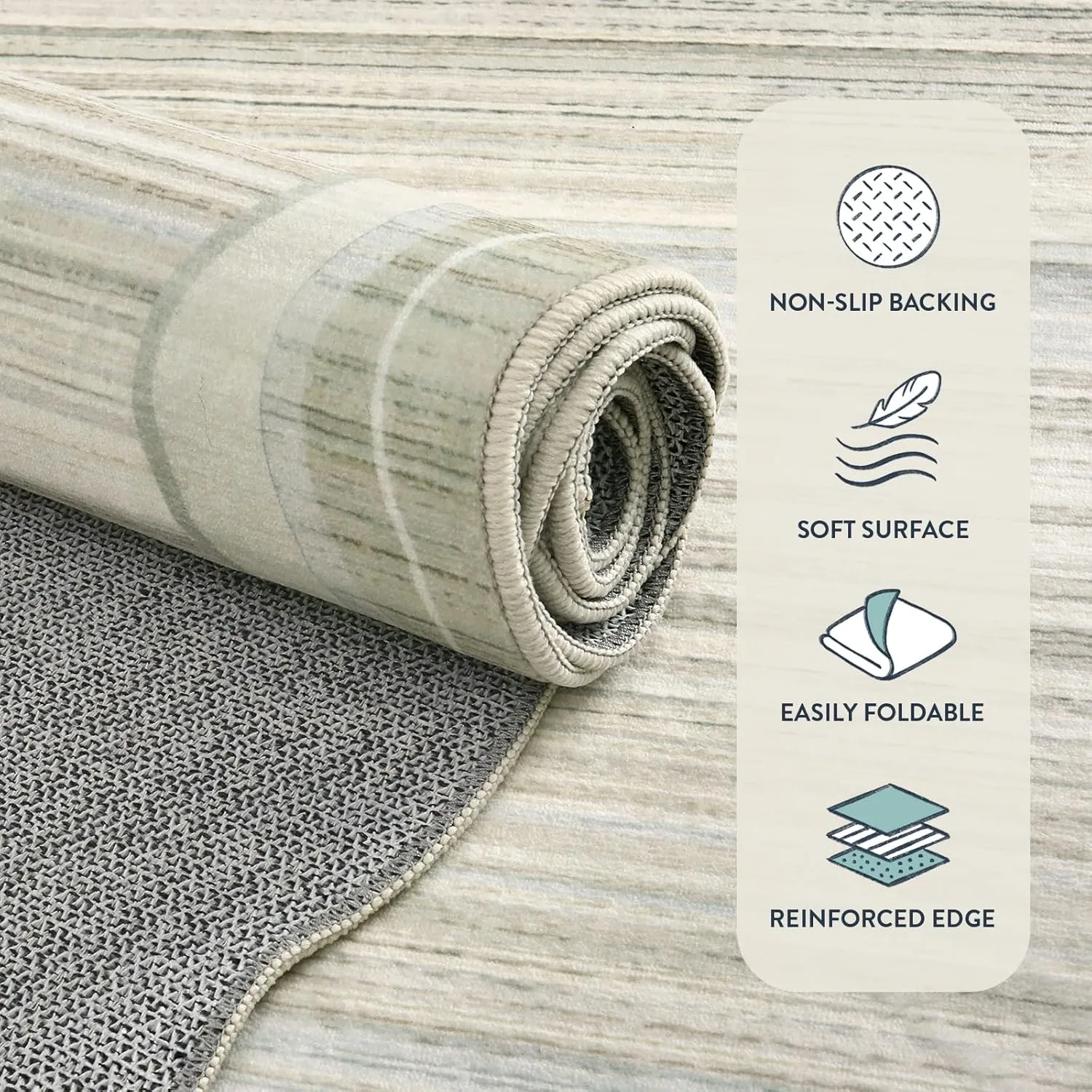 Lahome Scalloped Modern Area Rugs 5x7 Washable Rugs,Large Irregular Beige Living Room Bedroom Rugs,Abstract Minimalist Soft Non-Slip Low-Pile Throw Carpet for Dining Room Home Office(Beige,5x7)