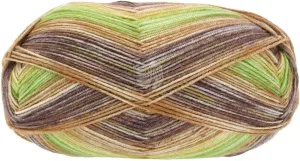 Lana Grossa Meilenweit 100 Extrafine Cosima Multi Yarn, 3488 Beige/Camel/Dark/Grey Brown/Umber/Light/Soft/Yellow Green/Yellow