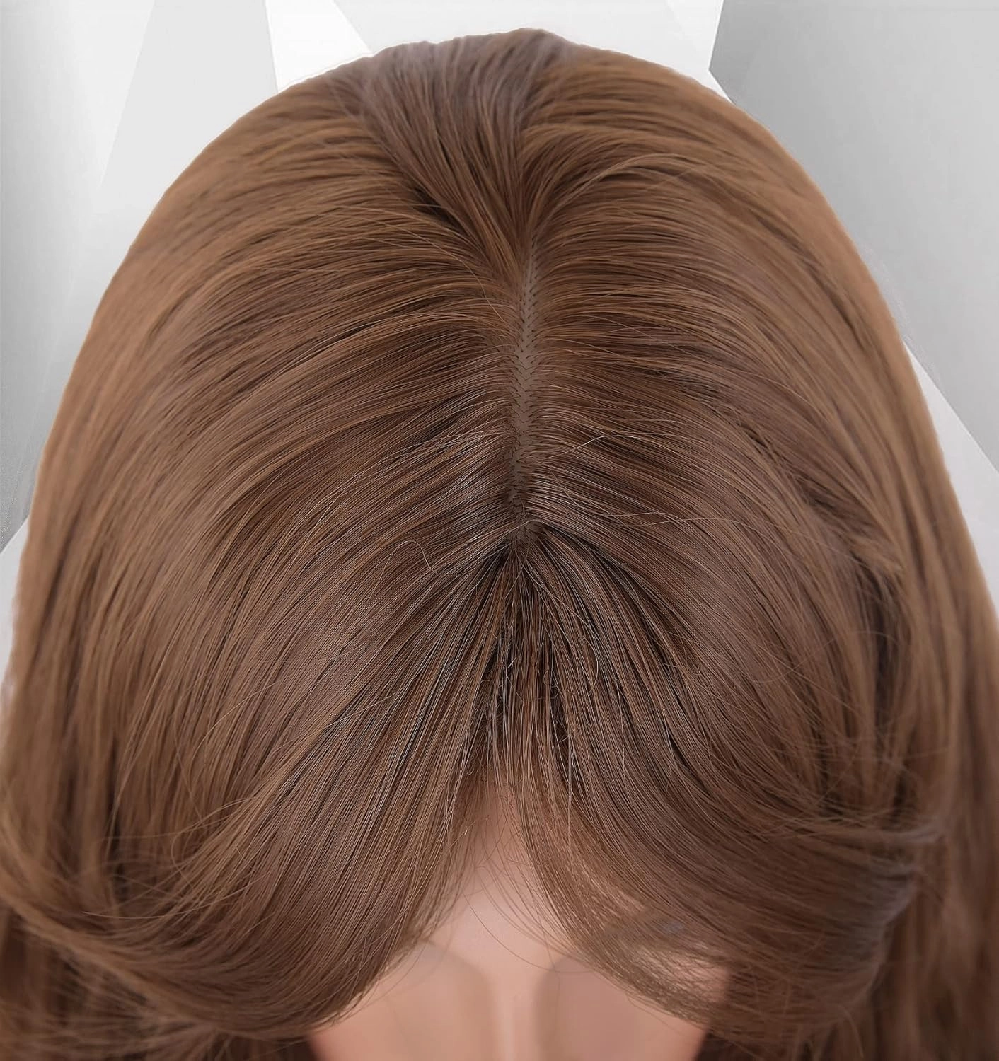 LANOVA Brown Wig with Bangs, Brunette Wig with Bangs, Honey Brown Synthetic Curly Wigs for Women, Long Brown Wigs with Fringe, Loose Curly Wig 26 inch