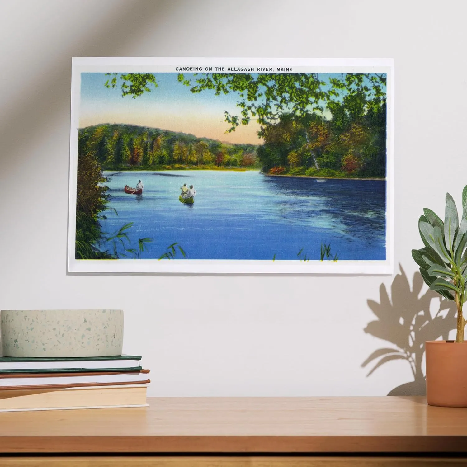 Lantern Press 12x18 Inch Art Print Wall Decor, Maine, Canoeing Scene on the Allagash River